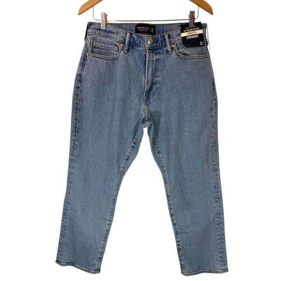 NWT Abercrombie & Fitch Vintage Stretch Athletic Straight Jeans 32x30 Blue Wash - Picture 2 of 13
